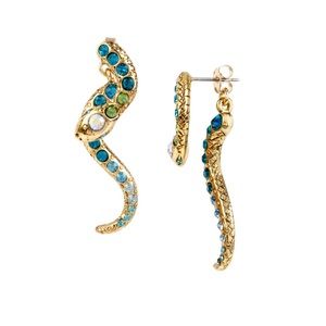 Betsey Johnson Gold-Tone,Crystal Snake Earrings